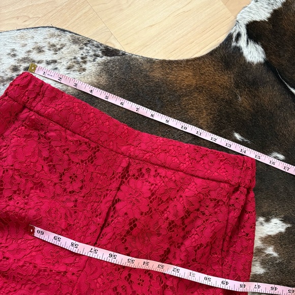 J CREW Red Peyton Lace Cropped Pant Pull On Size 8 - Picture 5 of 8